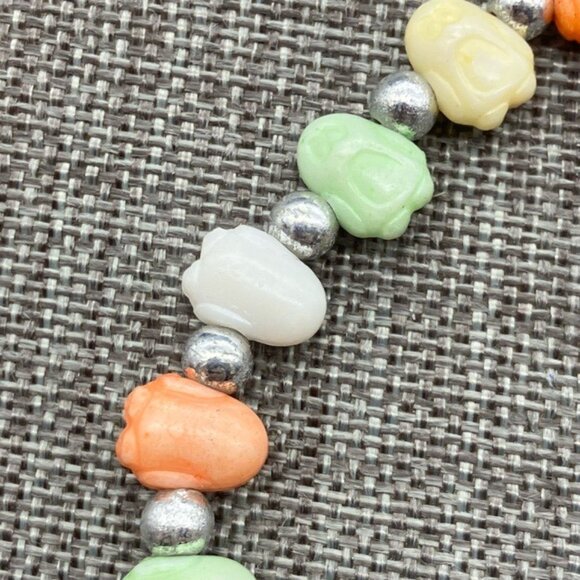 Trrtlz Penguin Stretch Bracelet 7 In Multicolor Beads Silver Friendship Retro - Picture 3 of 6